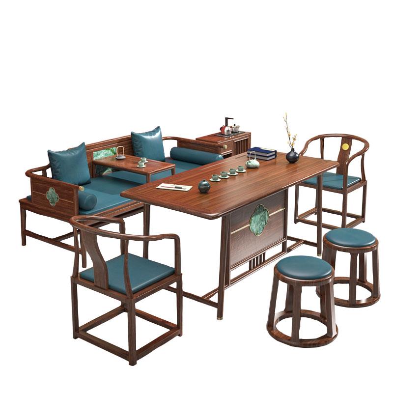 L7新中式罗汉床乌金木贵妃榻小户型茶桌椅组合客厅沙发轻奢套装家 - 图3