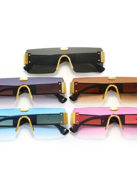 复古大框一体式无框墨镜男女户外时尚大牌太阳镜潮流潮酷网红眼镜