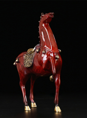 匠泽铜魂纯铜唐马工艺品摆件客厅酒柜玄关马到成功装饰办公室礼品