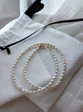 野蛮生长稀有天然淡水极光巴洛克珍珠项链淡水keshi澳白keshi平替