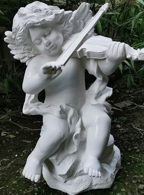 欧式人物艺术装饰家居客厅花园丘比特演奏小天使音乐人玻璃钢摆件