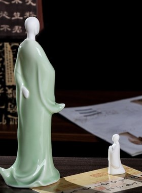 德化白瓷家居玄关装饰无相佛桌面摆件中式禅意人物陶瓷室内工艺品
