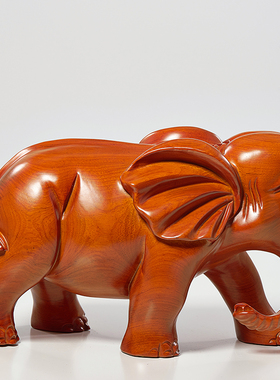 实木雕刻大象摆件一对木质象落地玄关柜客厅手工艺品开业乔迁礼品