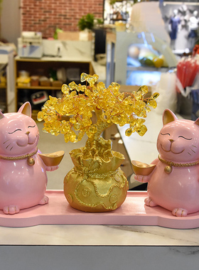 招财猫摆件开业送礼物创意u礼品新店铺收银台收钱二维码金色发财