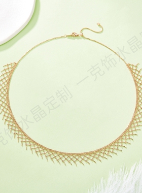 S925银镀18K金编织蕾丝中古项链