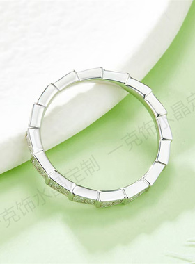 S925银镀白金莫桑钻设计蛇戒指环