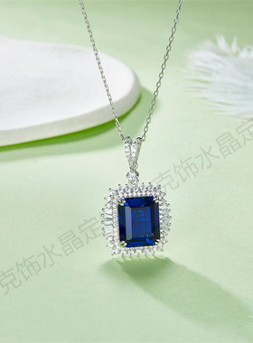 S925银镀18K白金彩宝项链女复古