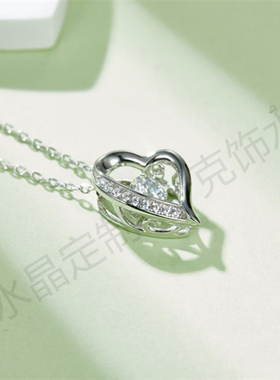 S925纯银灵动爱恋心项链女锁骨链