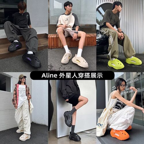 亚束洞洞鞋男士外穿运动户外耐磨防滑增高一脚蹬沙滩凉鞋情侣凉拖 - 图3