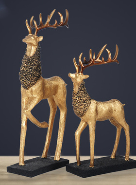 欧式客厅电视柜摆件家居饰品创意玄关酒柜书房电视柜情侣鹿套摆设