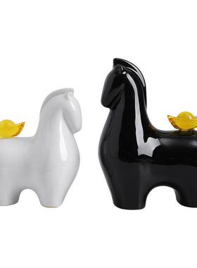 海贝海马上有钱桌面摆件家居客厅酒柜电视柜装饰品乔迁礼品高级感