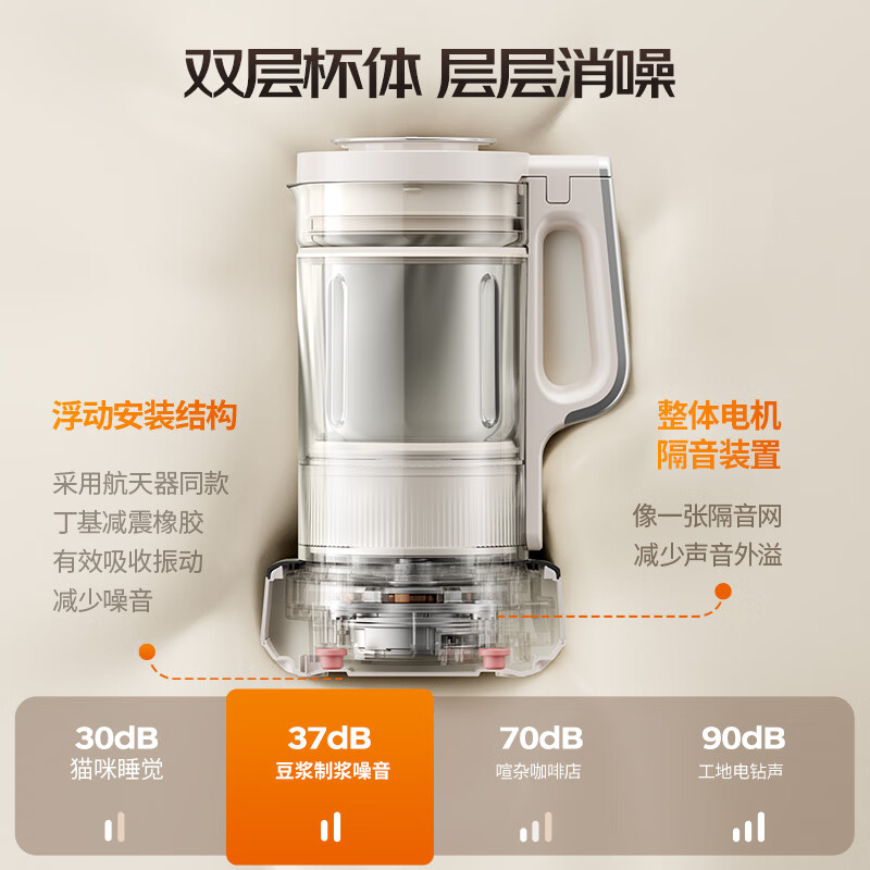 九阳变频轻音破壁机家用豆浆机低音辅食料理机烹饪机旗舰店B1plus - 图2