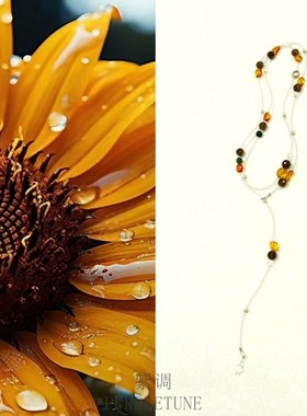 PURPLETUNE/紫调原创天然白水晶琥珀银长款精致叠戴项链三生万物