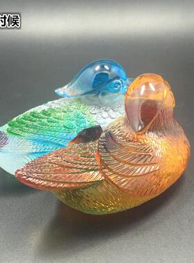结婚礼物鸳鸯百年好合新婚庆礼品创意家居装饰品琉璃摆件工艺摆设