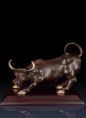 铜艺铺纯铜旺市牛铜华尔街牛汽车装饰摆件牛气冲天铜牛开业礼品