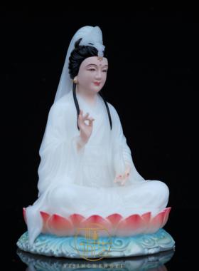 观音菩萨佛像妙善观音坐莲南海观音真身像汉白玉家用佛堂供奉摆件