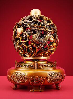 铜欣祥黄铜九转干 干坤鼎装饰品客厅玄关办公室开 业礼品摆件