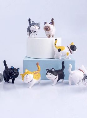 可爱小猫咪摆件公仔创意桌面装饰卡通铃铛猫玩偶网红猫房间装饰品