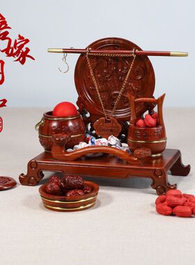 子孙桶木质实木结婚庆用品早生贵子新娘陪嫁套装婚房头三件套