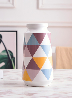 供应INS风几何简约现代陶瓷花瓶三件套家居软装饰摆件工艺品