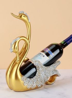 新款天鹅红酒架摆件轻奢现代客厅酒柜玄关装饰品葡萄酒架树脂礼品