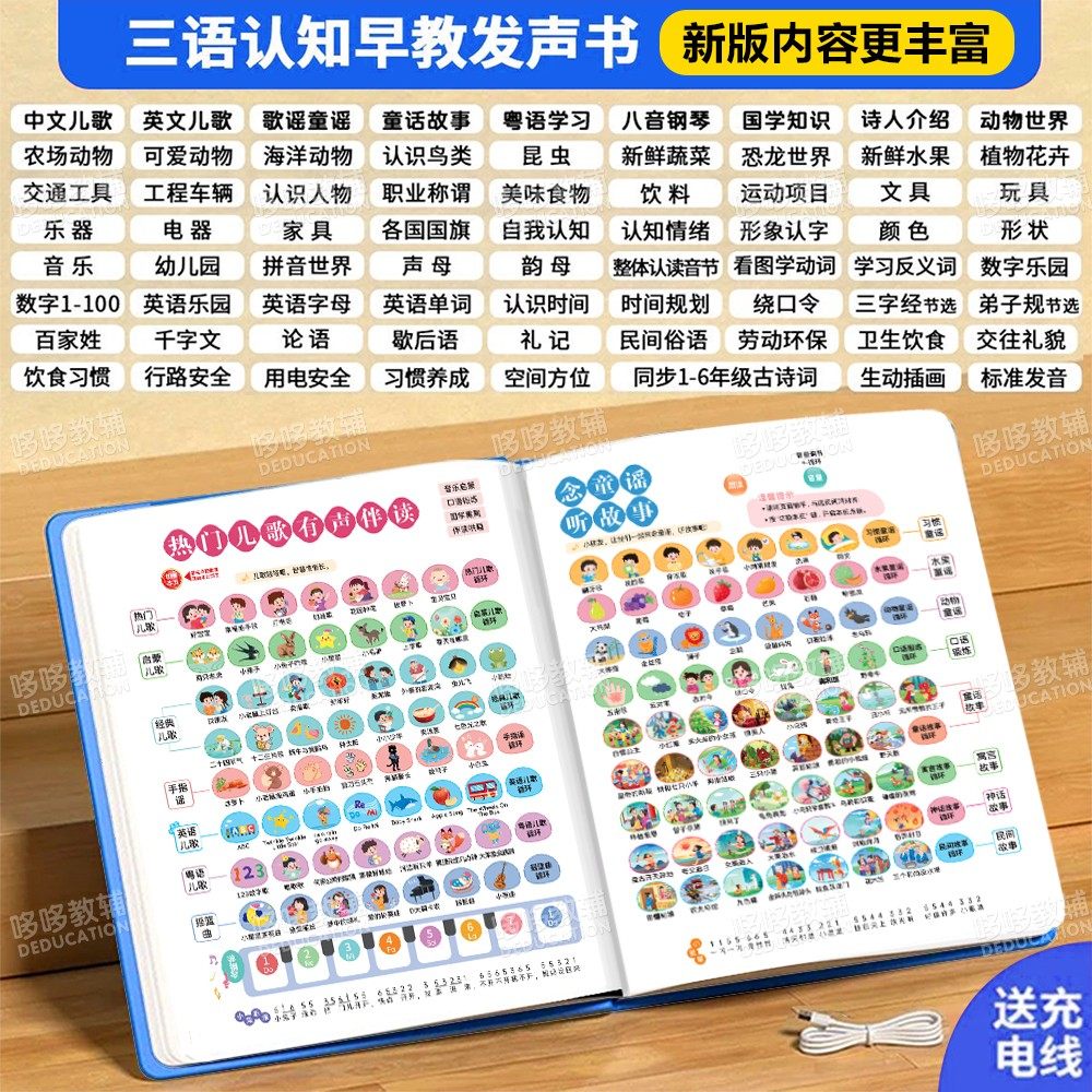 新款儿歌故事古诗拼音识字英语早教机幼儿儿童学习机有声书点读书,淘宝优惠券,粉丝福利购,淘宝优惠卷