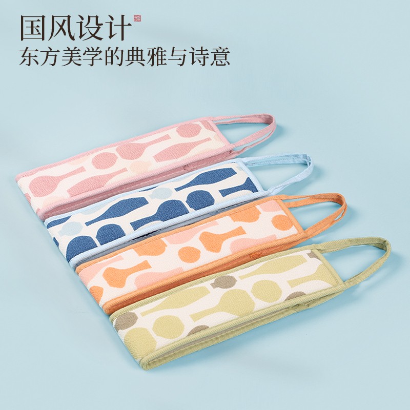 李墨白中国风拉背巾强力搓泥方便后背搓背神器长条洗澡巾拉背条 - 图2