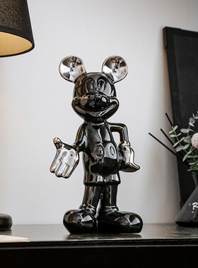 创意米小奇平安喜乐摆件轻奢高档简约电视柜酒柜玄关样板房装饰品