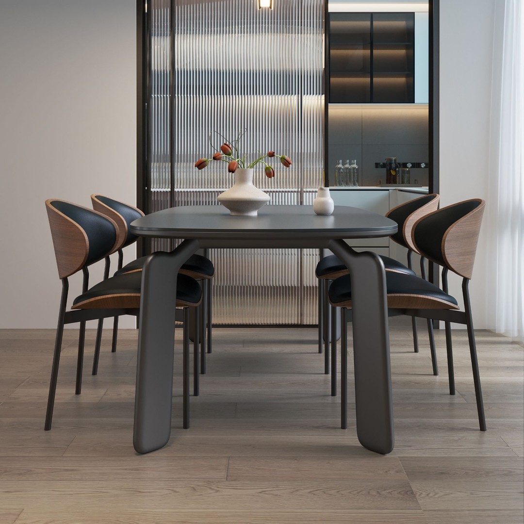 意式极简岩板餐桌椅家用小户型吃饭桌现代简约长方形饭桌 - 图0