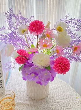 高颜值仿真花束假花摆设客厅餐桌摆放花家居插花套装轻奢花艺摆件