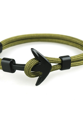 新品欧美潮流船锚男士飞机手链涤纶绳手饰批耐用链条精致