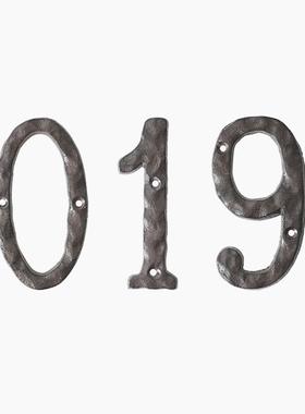 复古做旧风大号棕绣锻样铸铁数字墙上装饰门牌号民宿酒吧电话号码