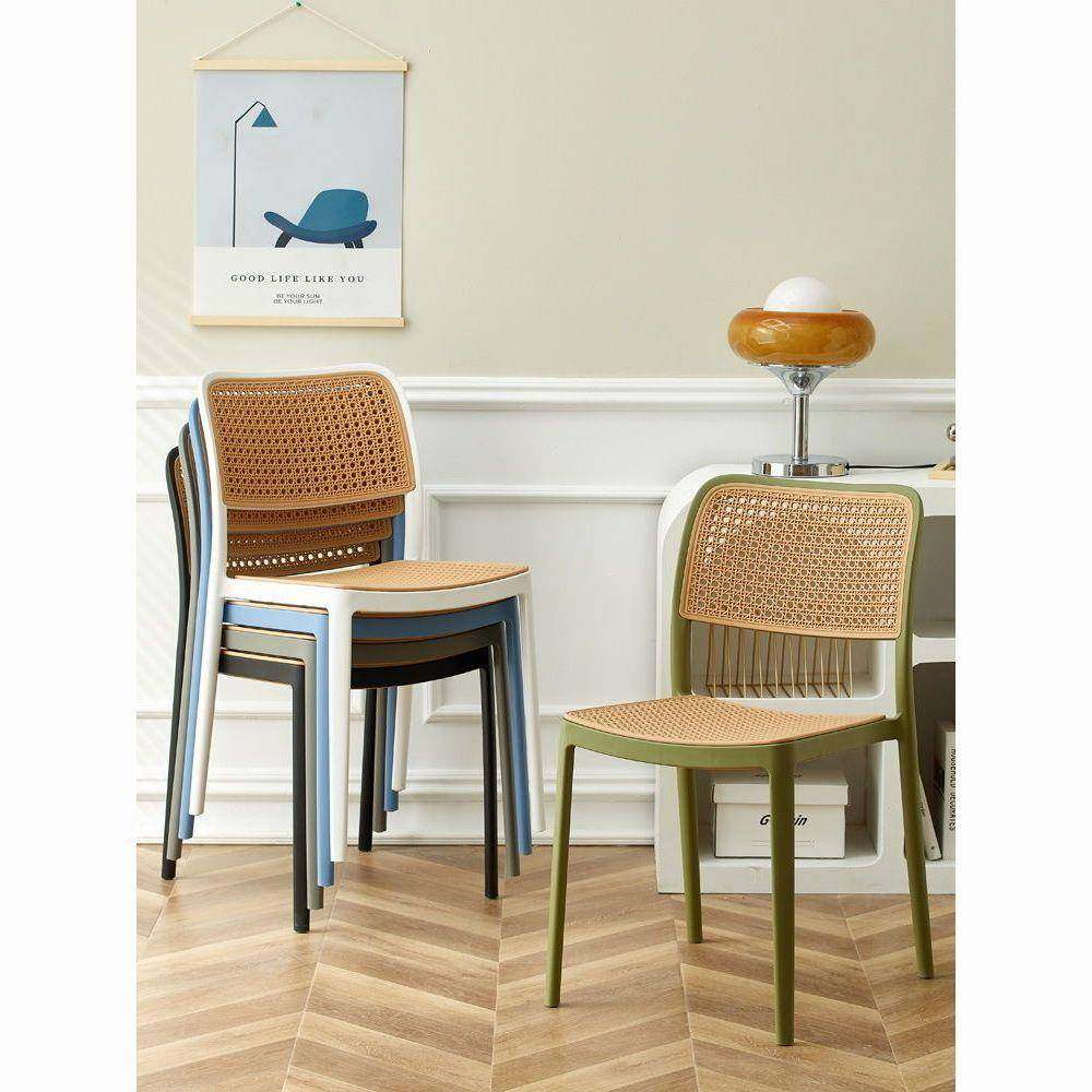 塑料椅子加厚餐椅家用藤编可叠放户外餐厅吃饭靠背凳子休闲书桌椅,淘宝优惠券,粉丝福利购,淘宝优惠卷