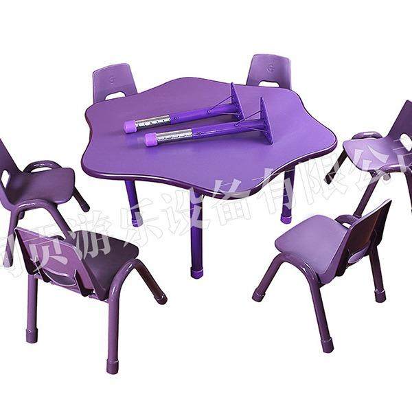同贡直销幼儿园梅花形学习游戏桌子儿童可调节创意画画手工桌椅,淘宝优惠券,粉丝福利购,淘宝优惠卷