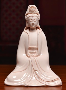 戴玉堂陶瓷观音小佛像客厅供奉家用车载装饰摆件自在观世音菩萨像