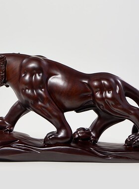 老虎摆件黑檀木雕刻生肖虎中式家居工艺品办公室客厅玄关装饰礼品