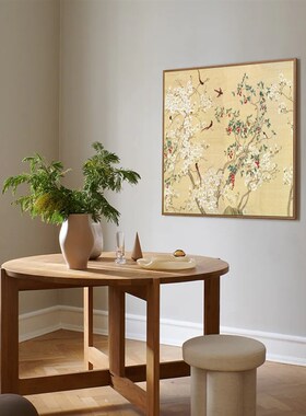 温馨新中式法式客厅艺术挂画诧寂风花鸟植物书房餐厅墙壁画装饰画