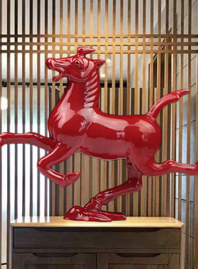 唐三彩马陶瓷小红马工艺品摆件家居装饰品招财马乔迁新房开业礼品