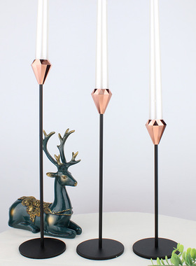 单头烛台蜡烛杯简约金色婚庆烛台摆件浪漫家居烛光晚餐装饰蜡烛台