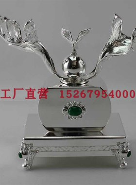 新款KTV摆台用品不锈钢镀银器水果盘架子烟缸纸巾盒茶几摆件器皿