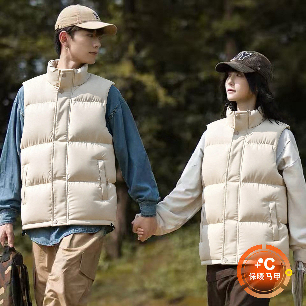 啄木鸟棉马甲男女款冬季新款宽松棉服情侣装无袖保暖背心立领棉衣