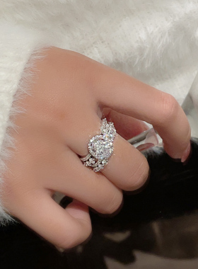 高级感满钻锆石开口戒指女