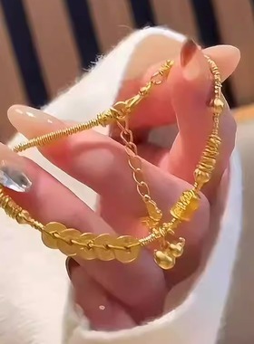 金色五帝钱盘缠葫芦吊坠手链