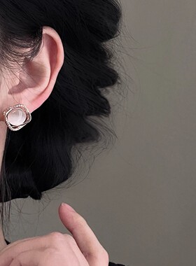 「若水」法式锆石耳环女