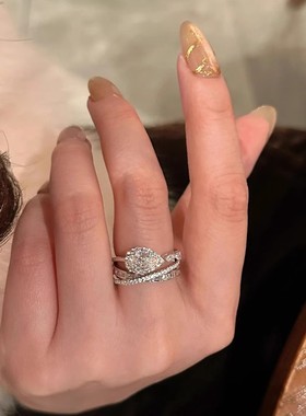 2025新款爆闪水滴锆石戒指女