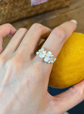 栀子花戒指女小清新时尚百搭花朵