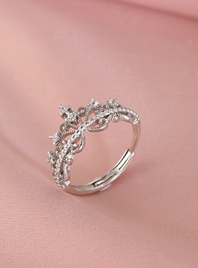 闪钻皇冠戒指女小众设计感镂空