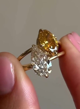 2025新款双色精致水滴锆石戒指