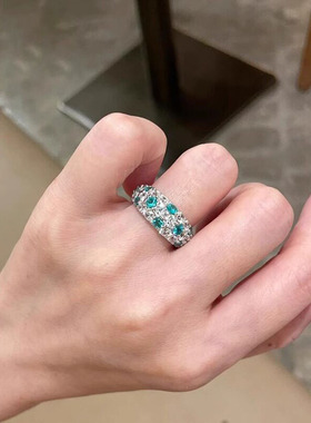 薄荷绿仿满钻戒指女轻奢高级感