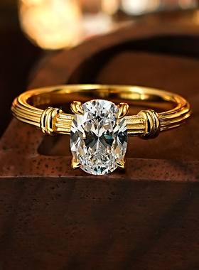 璀璨鸽子蛋线条简约气质戒指女